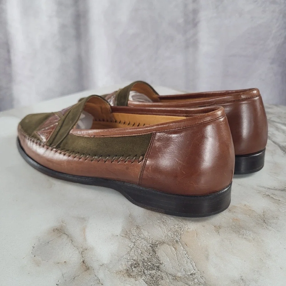 MEZLAN MORELLA Size 7 M Men's Suede Leather & Crocodile Loafers Olive